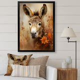 Farmhouse Donkey portrait in autumn - Brown Donkey Wall Art