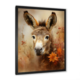 Farmhouse Donkey portrait in autumn - Brown Donkey Wall Art