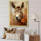 Farmhouse Donkey portrait in autumn - Brown Donkey Wall Art