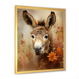 Farmhouse Donkey portrait in autumn - Brown Donkey Wall Art