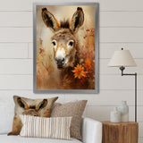Farmhouse Donkey portrait in autumn - Brown Donkey Wall Art