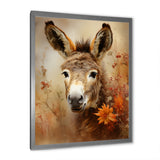 Farmhouse Donkey portrait in autumn - Brown Donkey Wall Art