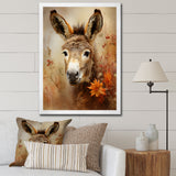 Farmhouse Donkey portrait in autumn - Brown Donkey Wall Art