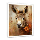 Farmhouse Donkey portrait in autumn - Brown Donkey Wall Art