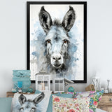 Charming grey donkey portrait - Donkey Framed Canvas Art