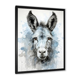 Charming grey donkey portrait - Donkey Framed Canvas Art