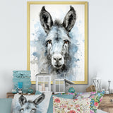 Charming grey donkey portrait - Donkey Framed Canvas Art