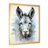 Charming grey donkey portrait - Donkey Framed Canvas Art