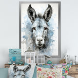 Charming grey donkey portrait - Donkey Framed Canvas Art