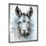 Charming grey donkey portrait - Donkey Framed Canvas Art
