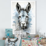 Charming grey donkey portrait - Donkey Framed Canvas Art