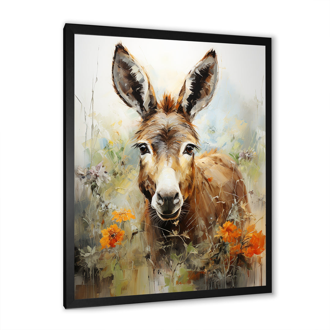 Grey Donkey flower Meadow - Donkey Home Decor Art
