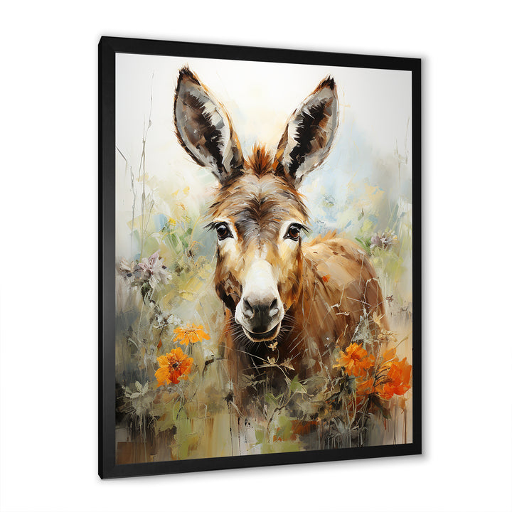 Grey Donkey flower Meadow - Donkey Home Decor Art