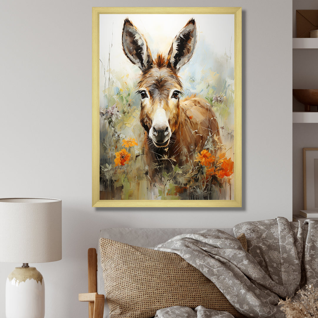 Grey Donkey flower Meadow - Donkey Home Decor Art