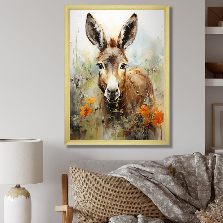 Grey Donkey flower Meadow - Donkey Home Decor Art