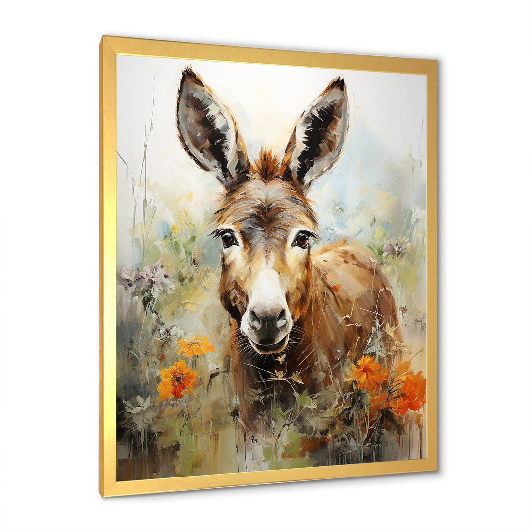 Grey Donkey flower Meadow - Donkey Home Decor Art