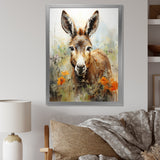 Grey Donkey flower Meadow - Donkey Home Decor Art