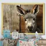 Wood Charming donkey portrait - Donkey Canvas Wall Art