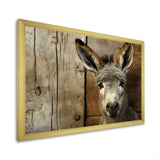 Wood Charming donkey portrait - Donkey Canvas Wall Art