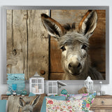 Wood Charming donkey portrait - Donkey Canvas Wall Art