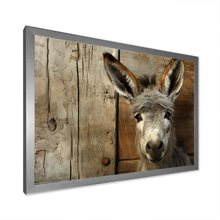 Wood Charming donkey portrait - Donkey Canvas Wall Art