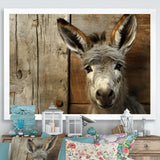 Wood Charming donkey portrait - Donkey Canvas Wall Art