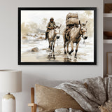 Vintage Donkey journey in the desert - Donkey Canvas Wall Art