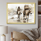 Vintage Donkey journey in the desert - Donkey Canvas Wall Art
