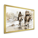 Vintage Donkey journey in the desert - Donkey Canvas Wall Art