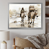 Vintage Donkey journey in the desert - Donkey Canvas Wall Art