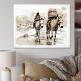 Vintage Donkey journey in the desert - Donkey Canvas Wall Art