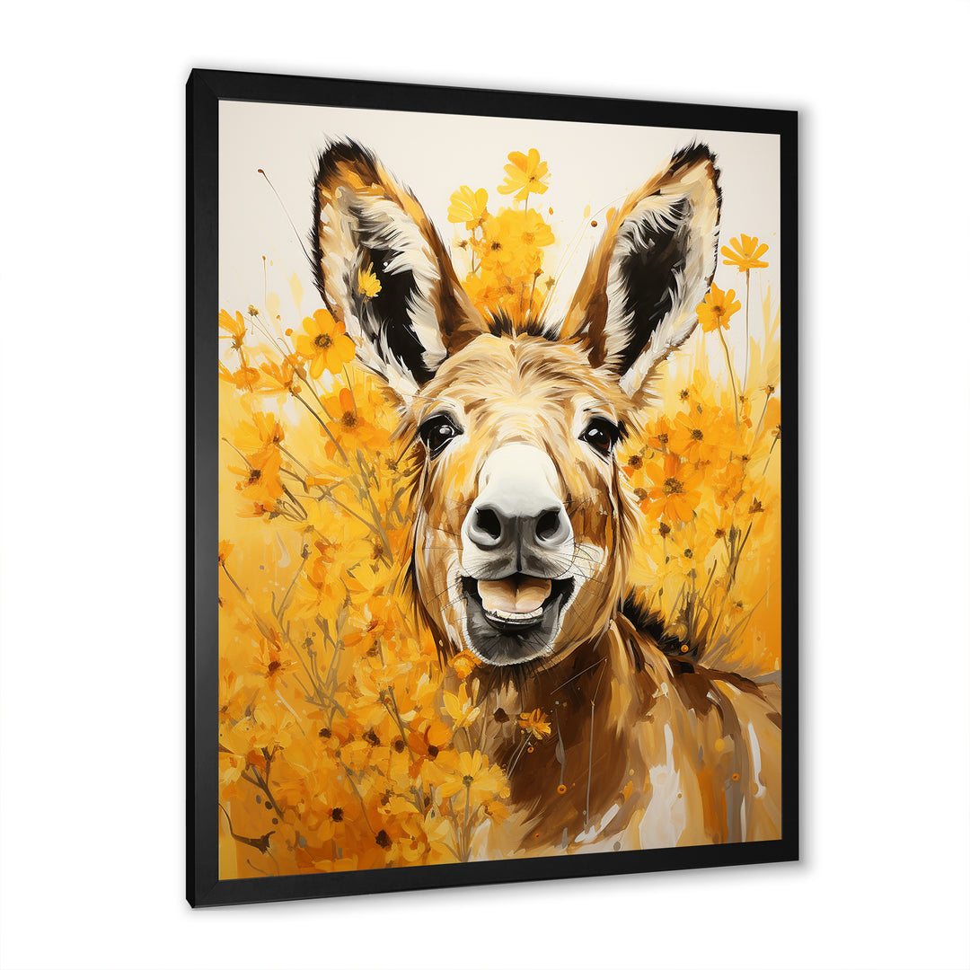 Yellow donkey Pastoral Portrait - Donkey Wall Decor