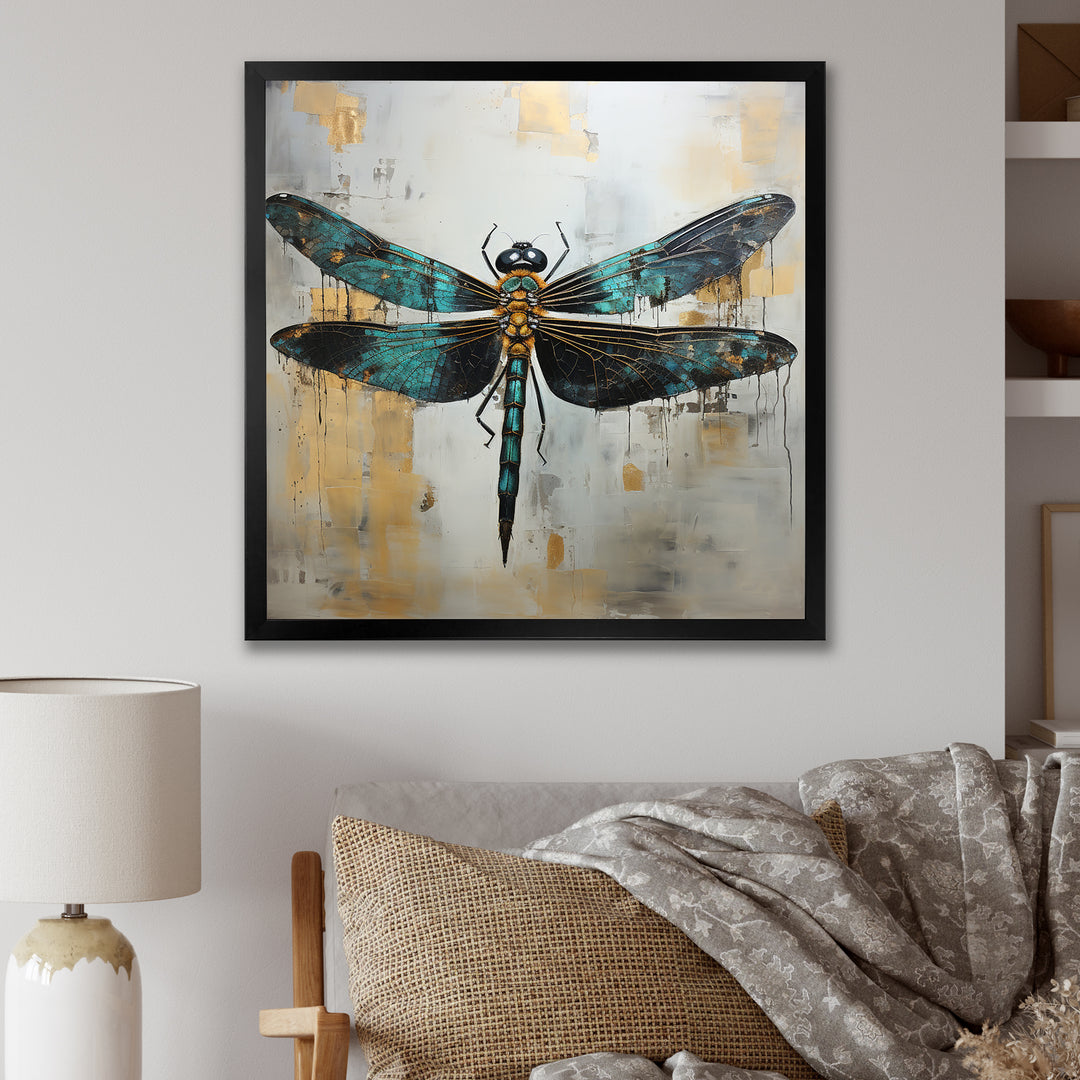 Green Dragonfly elegance - Dragonfly Bedroom Wall Art