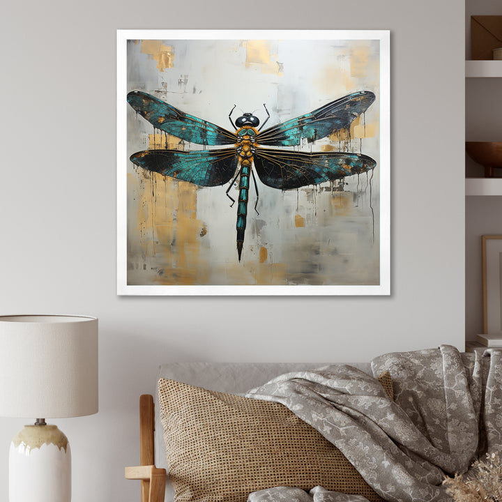 Green Dragonfly elegance - Dragonfly Bedroom Wall Art