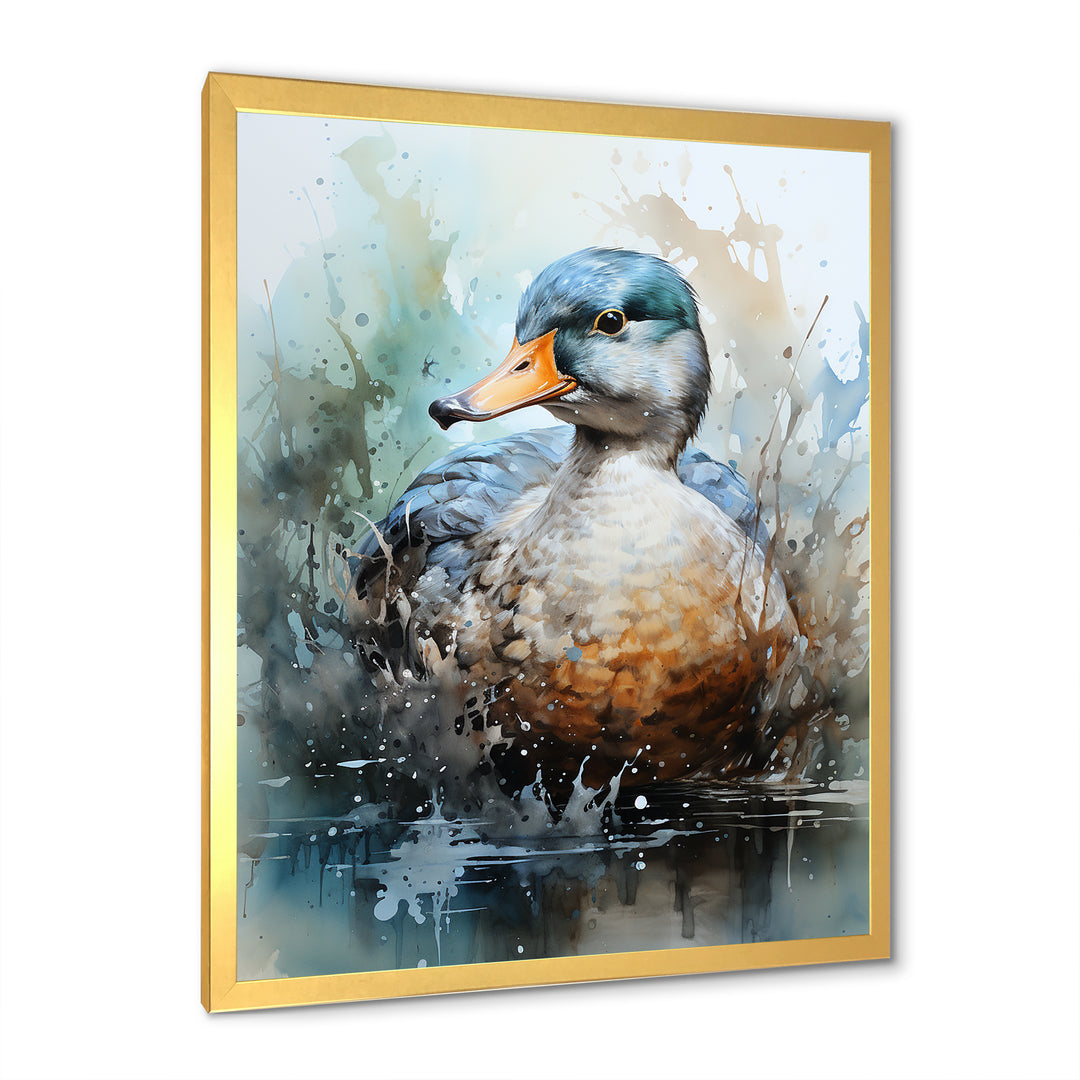 Blue duck by the lake - Duck Wall Art Prints