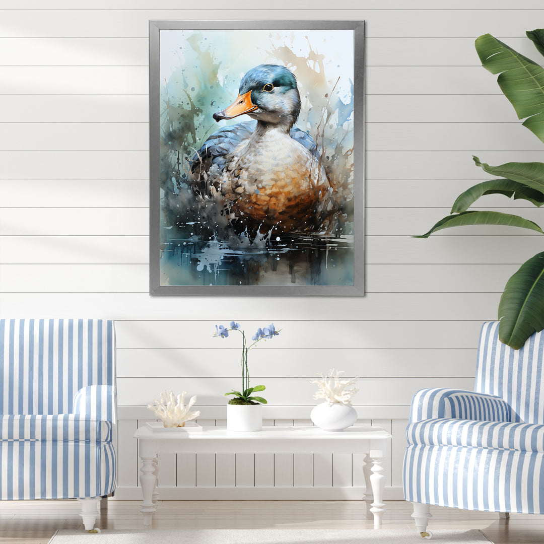 Blue duck by the lake - Duck Wall Art Prints
