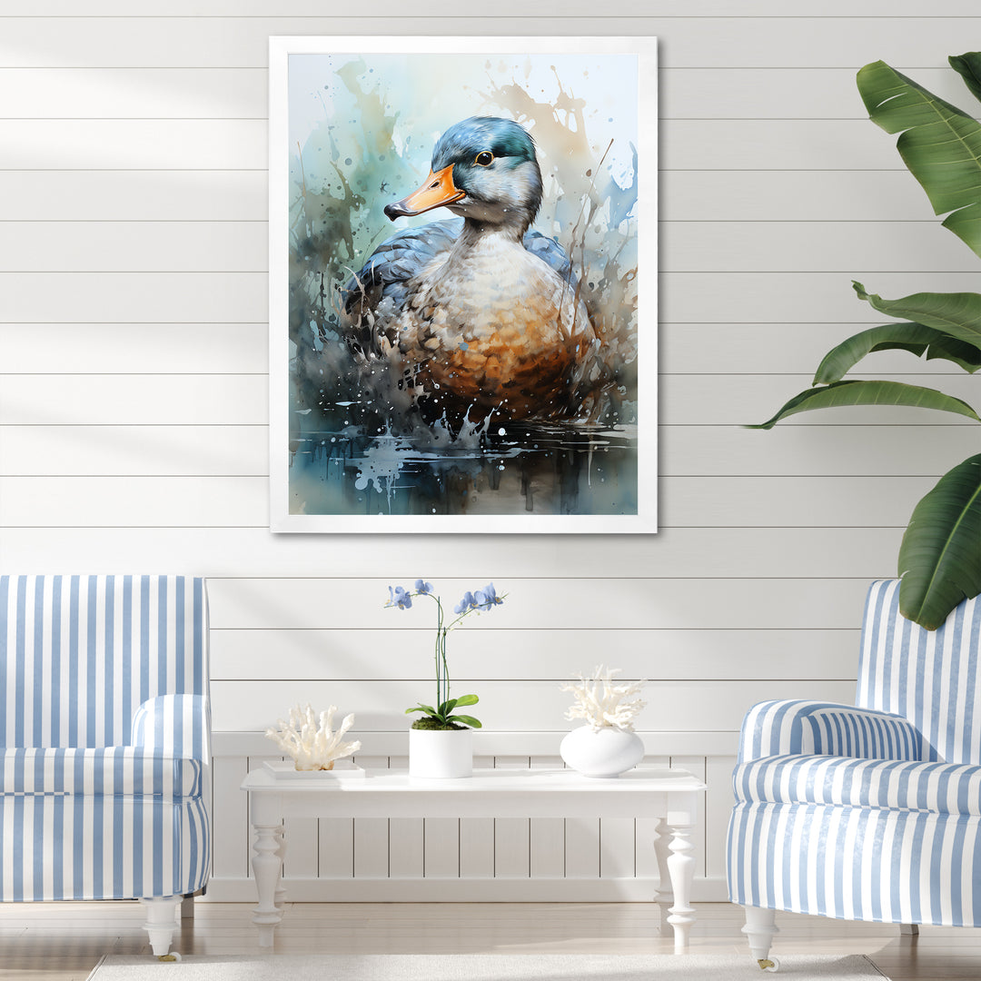 Blue duck by the lake - Duck Wall Art Prints