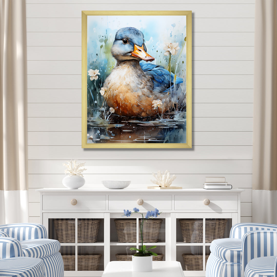 Blue Duck Aquarelle Avian - Duck Wall Art Prints