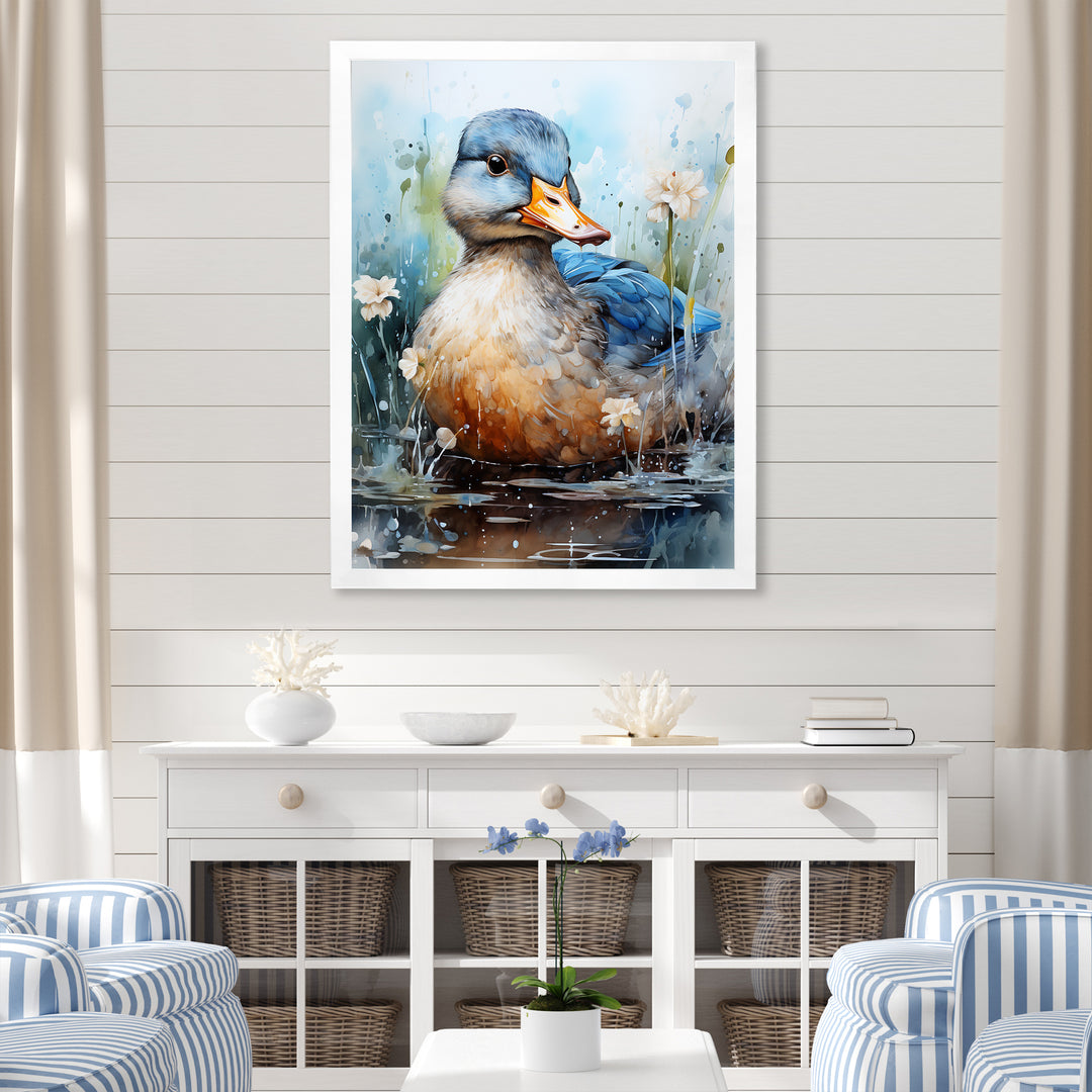 Blue Duck Aquarelle Avian - Duck Wall Art Prints