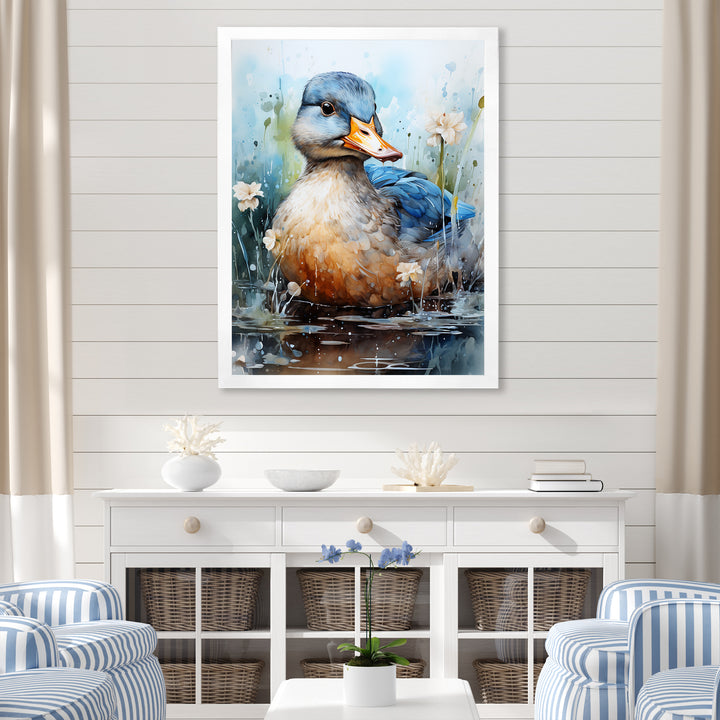 Blue Duck Aquarelle Avian - Duck Wall Art Prints