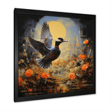 Duck Flight on floral Eclipse - Duck Canvas Wall Art