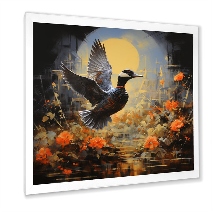 Duck Flight on floral Eclipse - Duck Canvas Wall Art