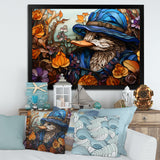 Blue and orange duck blooms Mosaic - Duck Canvas Wall Art