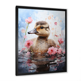 Cute Duck in Floral Elegance - Gray Duck Wall Art