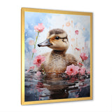 Cute Duck in Floral Elegance - Gray Duck Wall Art