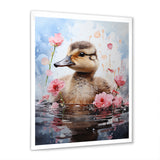 Cute Duck in Floral Elegance - Gray Duck Wall Art
