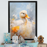 White and yellow Duck Feathered Elegance - White Duck Wall Art