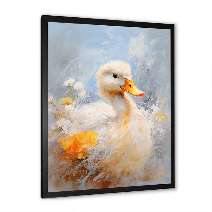 White and yellow Duck Feathered Elegance - White Duck Wall Art