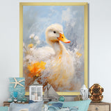 White and yellow Duck Feathered Elegance - White Duck Wall Art