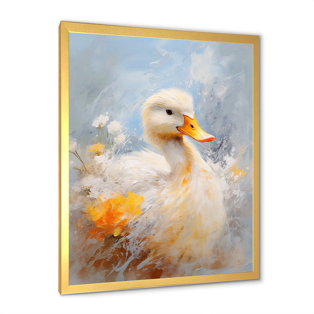 White and yellow Duck Feathered Elegance - White Duck Wall Art